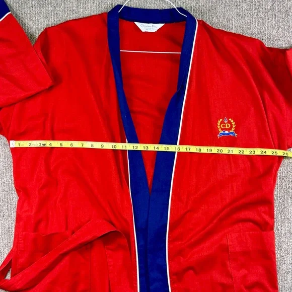 Christian Dior‎ Robe Red Blue White Logo Men's Size XL Bathrobe Loungewear - Picture 8 of 12
